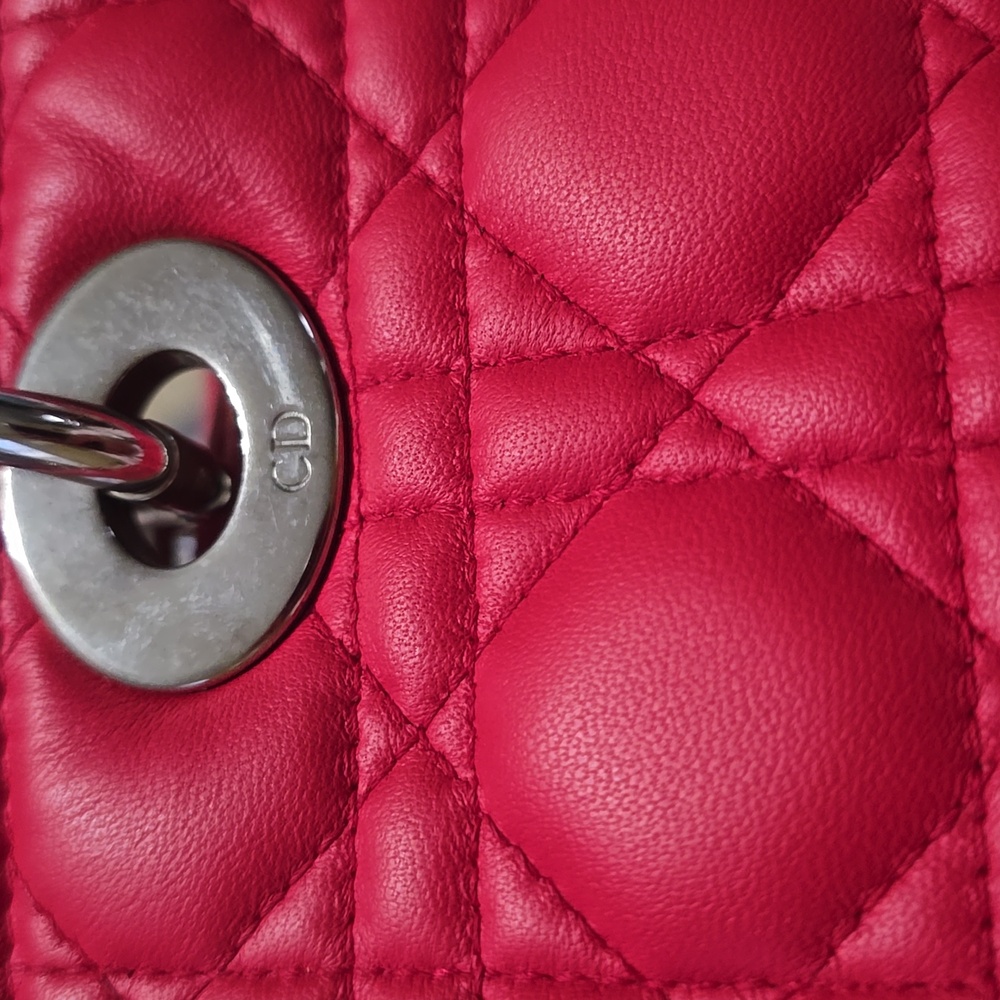 MSRP $8500 Like NEW! Christian Dior Lady Dior Bag Cannage Quilt Lambskin Medium - Picture 13 of 16